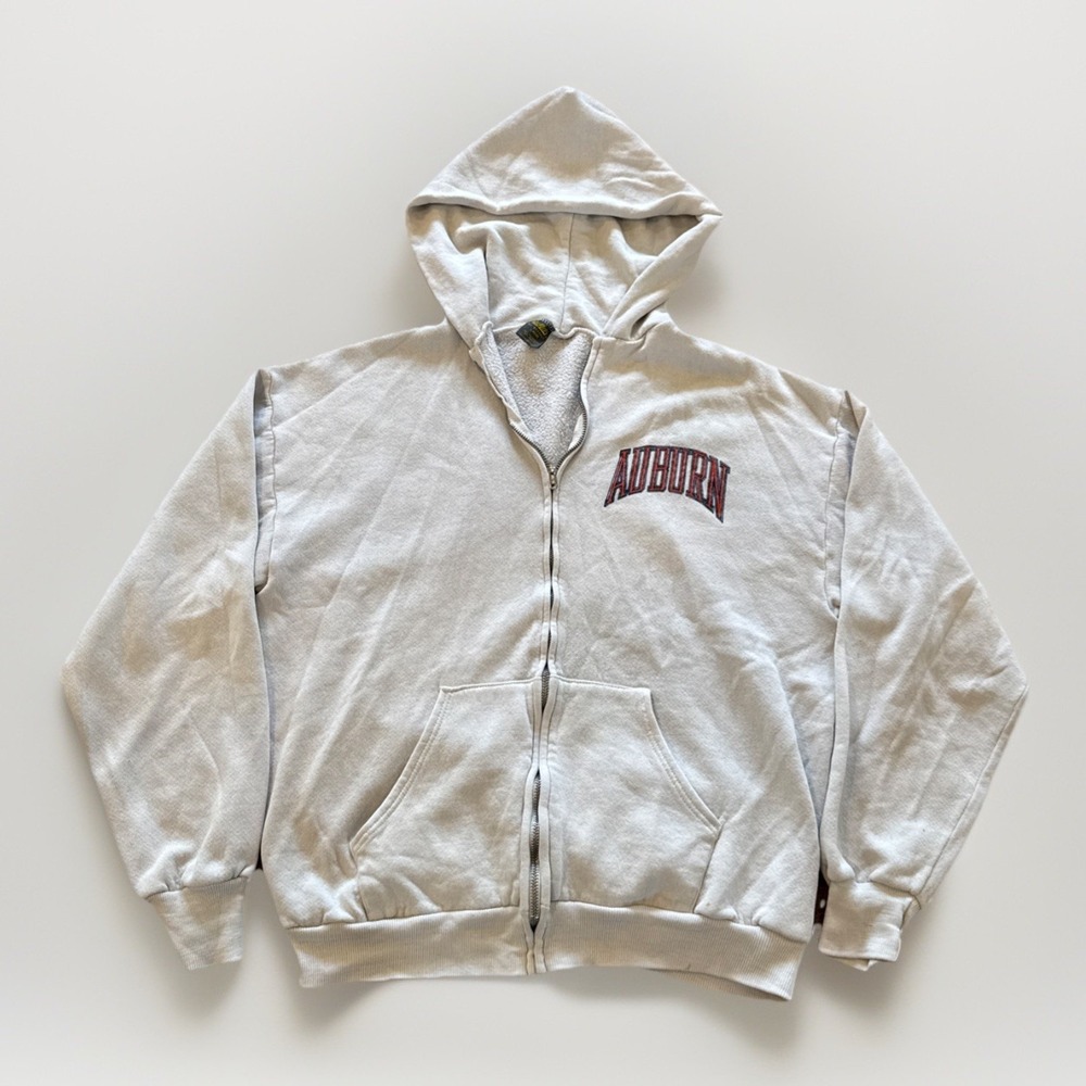 Vintage‎ Auburn Tigers Sweatshirt Mens S White Cotto Fleece Hoodie 80s War Eagle